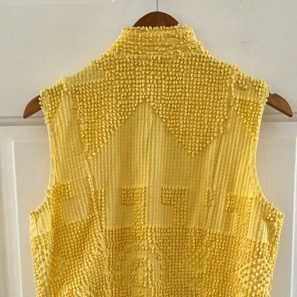 Vintage Painted Pony Woman's Cool Yellow Chenille Western Vest Sz Med - Picture 3 of 7